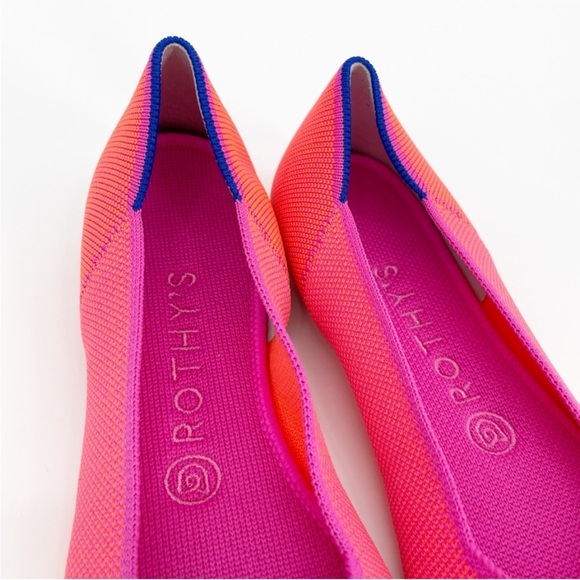 Rothy’s Tropical Pink Round Toe Flats Neon Hot Bright Vibrant Pink - Picture 3 of 4